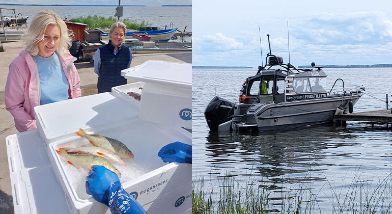 Landshövdingen invigde ny båt för fisketillsyn i Hjälmaren!