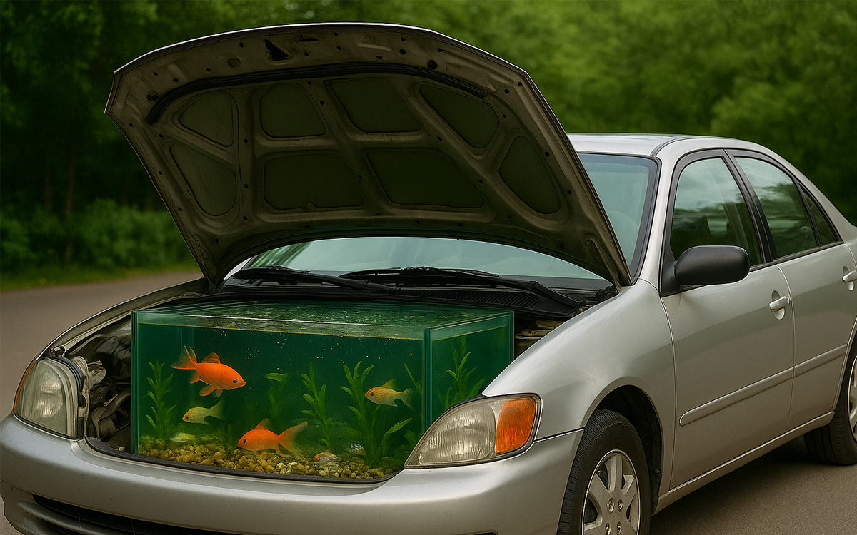 Akvarium på motorhuvar – absurd historia!
