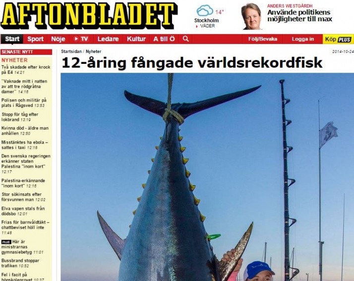 Aftonbladet – 12-åring fångade världsrekordfisk…